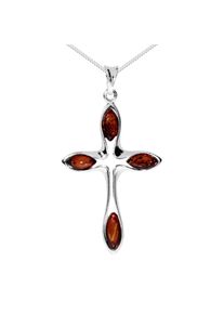 OSTSEE-SCHMUCK Damen Kette mit Anhänger "OSTSEE-SCHMUCK Kette mit Anhänger Kreuz 38 x 24 mm", 45cm, Silber 925 (Sterlingsilber), L: 42cm, silber,