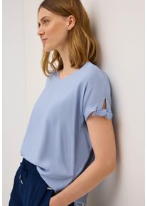 Cecil Damen T-Shirt, blau, casual, Gr. L, unifarben, Web, Obermaterial: 100% Viskose, Shirts, Blusenshirt mit gerundetem V-Ausschnitt