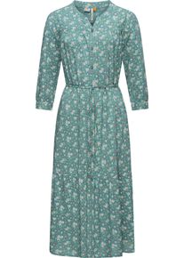 Ragwear Damen Maxikleid "Meve", blau, feminin, Gr. XL, Obermaterial: 100% Viskose, Kleider, Leichtes Langarmkleid mit Blumenmuster
