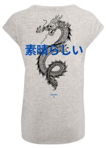 F4NT4STIC Damen T-Shirt "PLUS SIZE Dragon Drache Japan", grau, casual, Gr. XXXL, Obermaterial: 100% Baumwolle, Shirts, Print