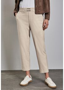 Street One Damen Stoffhose, beige, casual, Gr. 46, unifarben, Stoff, 64% Viskose, 31% Polyester, 5% Elasthan, Hosen, mit Elastikbund