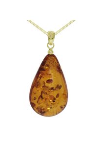 OSTSEE-SCHMUCK Damen Kette mit Anhänger "OSTSEE-SCHMUCK Kette mit Anhänger Tropfen ca. 38 mm lang", 42cm, Silber 925 (Sterlingsilber), L: 42cm, gold,