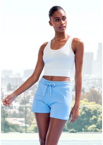 active by Lascana LASCANA ACTIVE Damen Shorts, blau, sportlich, Gr. S, unifarben, Interlock, Obermaterial: 100% Baumwolle, Hosen, mit kleinen Seitenschlitzen