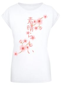 F4NT4STIC Damen T-Shirt "PLUS SIZE Kirschblüten Asien", weiß, casual, Gr. 4XL, Obermaterial: 100% Baumwolle, Shirts, Print