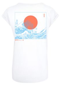 F4NT4STIC Damen T-Shirt "PLUS SIZE Kanagawa Welle", weiß, casual, Gr. XL, Obermaterial: 100% Baumwolle, Shirts, Print