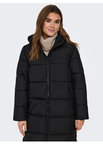Only Damen Steppmantel "ONLMONTANA LONG PUFFER JACKET NOOS OTW", schwarz, modisch, Gr. XS, unifarben, leicht glänzend, Steppware, Obermaterial: 100%