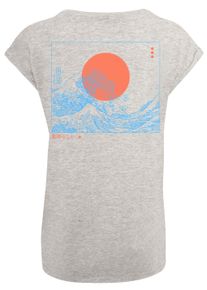 F4NT4STIC Damen T-Shirt "PLUS SIZE Kanagawa Welle", grau, casual, Gr. 5XL, Obermaterial: 100% Baumwolle, Shirts, Print