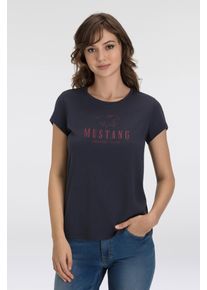 Mustang Damen T-Shirt "Alina C Print", blau, Gr. S, Jersey, Obermaterial: 100% Baumwolle, Shirts
