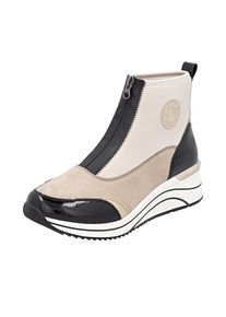 Remonte Damen Keilsneaker, Gr. 41, beige, Textil, Lacklederimitat, modisch, Schuhe, Casual-Boots, Stiefelette, Plateauboots mit Lite ́n Soft