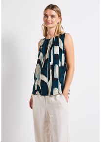 Street One Damen Blusentop, blau, casual, Gr. 40, bedruckt, Web, Obermaterial: 100% Viskose, Blusen, mit grafischem Muster und Raffung