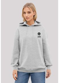 F4NT4STIC Damen Kapuzenpullover "Smiley Script Wordmark dark Bestickt", grau, casual, Gr. S, Obermaterial: 80% Baumwolle, 20% Polyester, Pullover,