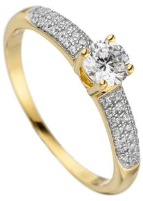 Jobo Damen Fingerring "Ring mit 45 Zirkonia", 60, Silber 925 (Sterlingsilber), gold, Silber 925 (Sterlingsilber), Fingerringe, 925 Silber vergoldet