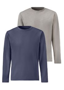 John Devin Herren Langarmshirt "mit Struktur", blau, casual, Gr. S, unifarben, Slub, Jersey, Obermaterial: 100% Baumwolle, Shirts, Longsleeve in