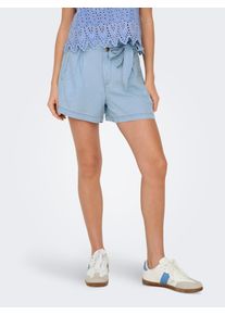 Only Damen Shorts "ONLCHARIS LIFE HW BELT SHORTS CC WVN", blau, modisch, Gr. M, unifarben, Web, Obermaterial: 100% Lyocell, Hosen