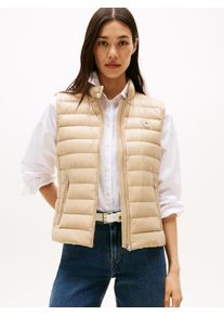 Tommy Hilfiger Damen Steppweste "UL DOWN REG MOCK NK VEST", beige, casual, Gr. M, unifarben, Web, Steppware, Obermaterial: 100% Polyamid, Westen