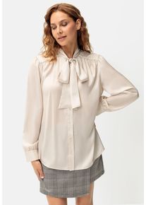 Lascana Damen Schluppenbluse, beige, modisch, Gr. 40, unifarben, Satin, Obermaterial: 100% Polyester, Blusen, mit Raffungen