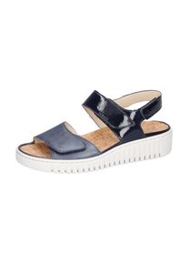 Waldläufer WALDLÄUFER Damen Keilsandalette "H-WILLOW", Gr. 4,5jeansblau, nachtblau, Veloursleder, Lackleder, klassisch, Schuhe, Sommerschuh, Klettschuh, Sandale