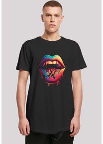 F4NT4STIC Herren T-Shirt "Drooling Lips LONG TEE", schwarz, casual, Gr. XXL, Obermaterial: 100% Baumwolle, Shirts, Print