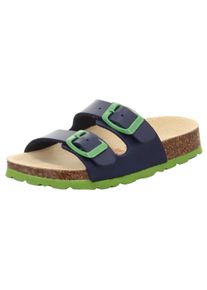 Superfit Kinder Pantolette "Hausschuh WMS: Mittel", Gr. 28, blau, Lederimitat, unifarben, casual, Schuhe, Schlappen, Hausschuh mit Schnallen,