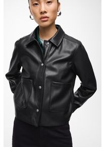 Vila Damen Lederimitatjacke "VIHELLIUM SHORT JACKET - NOOS", schwarz, modisch, Gr. 38, unifarben, Web, Obermaterial: 100% Polyester. Beschichtung: