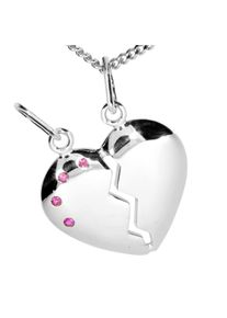 OSTSEE-SCHMUCK Damen Kette mit Anhänger "OSTSEE-SCHMUCK Kette mit Anhänger geteiltes Herz", 42cm, Silber 925 (Sterlingsilber), L: 42cm, silber,