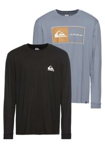 Quiksilver Herren Langarmshirt "CORE LOCK LS TEE PACK YM", schwarz, sportlich, Gr. XXL, unifarben, bedruckt, Single Jersey, Obermaterial: 100%
