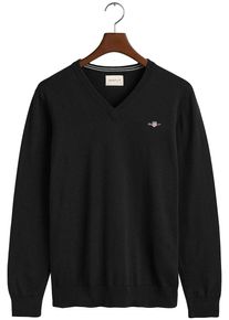 Gant Herren V-Ausschnitt-Pullover "Classic Cotton V-Neck", schwarz, Basic, Gr. 4XL, unifarben, Strick, Jersey, Obermaterial: 100% Baumwolle,