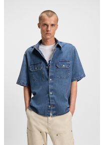 HUGO BLUE Herren Jeanshemd "Ekyno", blau, casual, Gr. XXL, unifarben, Web, Obermaterial: 100% Baumwolle, Hemden, in oversize Form