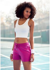 active by Lascana LASCANA ACTIVE Damen Shorts, pink, sportlich, Gr. S, unifarben, Interlock, Obermaterial: 100% Baumwolle, Hosen, mit kleinen Seitenschlitzen