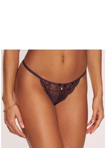 Lascana Damen String "Nikoletta", Gr. 32, lila, Spitze, Obermaterial: 90% Polyamid, 10% Elasthan, Unterhosen, aus floraler Spitze mit Accessoire in