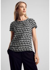 Street One Damen Print-Shirt, schwarz, casual, Gr. 38, bedruckt, Stoff, Vorderseite: 84% Viskose, 16% Polyamid; Rückseite: 95% Viskose, 5% Elasthan,