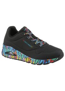 Skechers Damen Sneaker "UNO", Gr. 38, bunt, Lederimitat, kontrastfarbene Details, modisch, Schuhe, Plateausneaker, Schnürschuh mit Keilabsatz