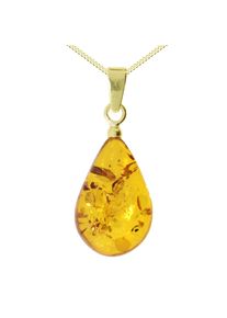 OSTSEE-SCHMUCK Damen Kette mit Anhänger "OSTSEE-SCHMUCK Kette mit Anhänger Tropfen flach, ca. 17 mm lang", 42cm, Gelbgold 333, L: 42cm, gold,