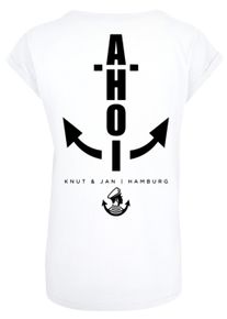 F4NT4STIC Damen T-Shirt "PLUS SIZE Ahoi Anker Knut & Jan Hamburg", weiß, casual, Gr. XL, Obermaterial: 100% Baumwolle, Shirts, Print