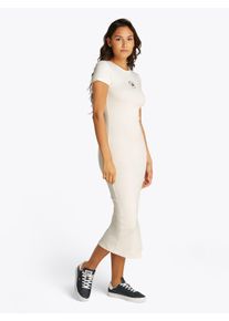 Tommy Jeans Damen Jerseykleid "TJW BODYCON LOGO 2 DRESS", beige, casual, Gr. L, unifarben, Jersey, Obermaterial: 95% Baumwolle, 5% Elasthan, Kleider,