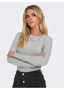 Only Damen Langarmshirt "ONLRILEY O-NECK L/S TOP JRS", grau, modisch, Gr. XL, unifarben, Jersey, Obermaterial: 96% Baumwolle, 4% Elasthan, Shirts