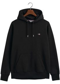 Gant Herren Hoodie "REG SHIELD HOODIE", schwarz, casual, Gr. S, unifarben, Sweatware, Obermaterial: 80% Baumwolle, 20% Polyester, Sweatshirts, mit