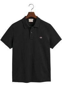 Gant Herren Poloshirt "SLIM SHIELD SS PIQUE POLO", schwarz, casual, Gr. XXL, unifarben, Jersey, Obermaterial: 100% Baumwolle, Shirts, mit