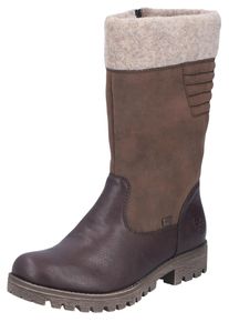 Rieker Damen Winterstiefel, Gr. 40, braun, Lederimitat, Nubuklederimitat, Filz, klassisch, Schuhe, Boots, Outdoorstiefel mit wasserabweisender