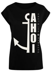 F4NT4STIC Damen T-Shirt "PLUS SIZE Ahoi Anker Crop Knut & Jan Hamburg", schwarz, casual, Gr. 4XL, Obermaterial: 100% Baumwolle, Shirts, Print
