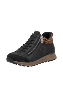 Rieker Damen Sneaker "Ready2GO", Gr. 41, schwarz, Lederimitat, Textil, animal-print, sportlich, Schuhe, Schnürboots, High Top Sneaker, Stiefelette