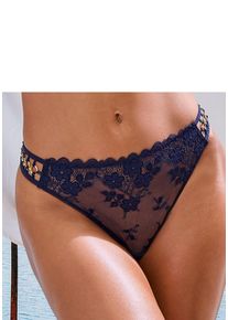 Lascana Damen String, Gr. 32, blau, Spitze, Obermaterial: 85% Polyamid, 15% Elasthan, Unterhosen, aus Spitze mit dekorativen Ringdetail, sexy
