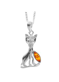 OSTSEE-SCHMUCK Damen Kette mit Anhänger "OSTSEE-SCHMUCK Kette mit Anhänger Katze Kette mit Anhänger Katze", 42cm, Silber 925 (Sterlingsilber), L: