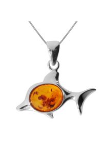 OSTSEE-SCHMUCK Damen Kette mit Anhänger "OSTSEE-SCHMUCK Kette mit Anhänger Fisch Kette mit Anhänger Fisch", 42cm, Silber 925 (Sterlingsilber), L: