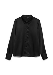 Véro Moda VERO MODA Damen Langarmbluse "VMMERLE LS SHIRT WVN GA NOOS", schwarz, modisch, Gr. M, unifarben, Web, Obermaterial: 100% Polyester, Blusen