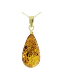 OSTSEE-SCHMUCK Damen Kette mit Anhänger "OSTSEE-SCHMUCK Kette mit Anhänger Tropfen ca. 17 mm lang", 42cm, Silber 925 (Sterlingsilber), L: 42cm, gold,