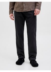 Jack & Jones JACK & JONES Herren Stoffhose "JPSTKANE HYBRID BONDI JOGGER SN", schwarz, modisch, Gr. S, unifarben, Web, Obermaterial: 80% Baumwolle, 20% Leinen,