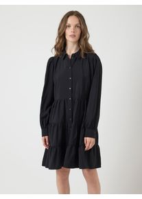 Y.A.S Damen Blusenkleid "YASPALA LS DRESS S. NOOS", schwarz, modisch, Gr. S, unifarben, Web, Obermaterial: 87% Viskose, 13% Nylon, Kleider