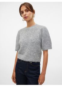 Véro Moda VERO MODA Damen Strickpullover "VMNOVAH SS O-NECK PUFF PULLOVER GA NOOS", grau, modisch, Gr. S, unifarben, Strick, Obermaterial: 70% Polyester, 21%