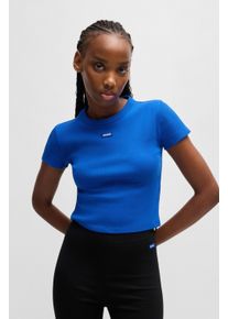 HUGO BLUE Damen T-Shirt "Baby Tee", blau, casual, Gr. M, unifarben, Single Jersey, Obermaterial: 96% Baumwolle, 4% Elasthan, Shirts, in verkürzter